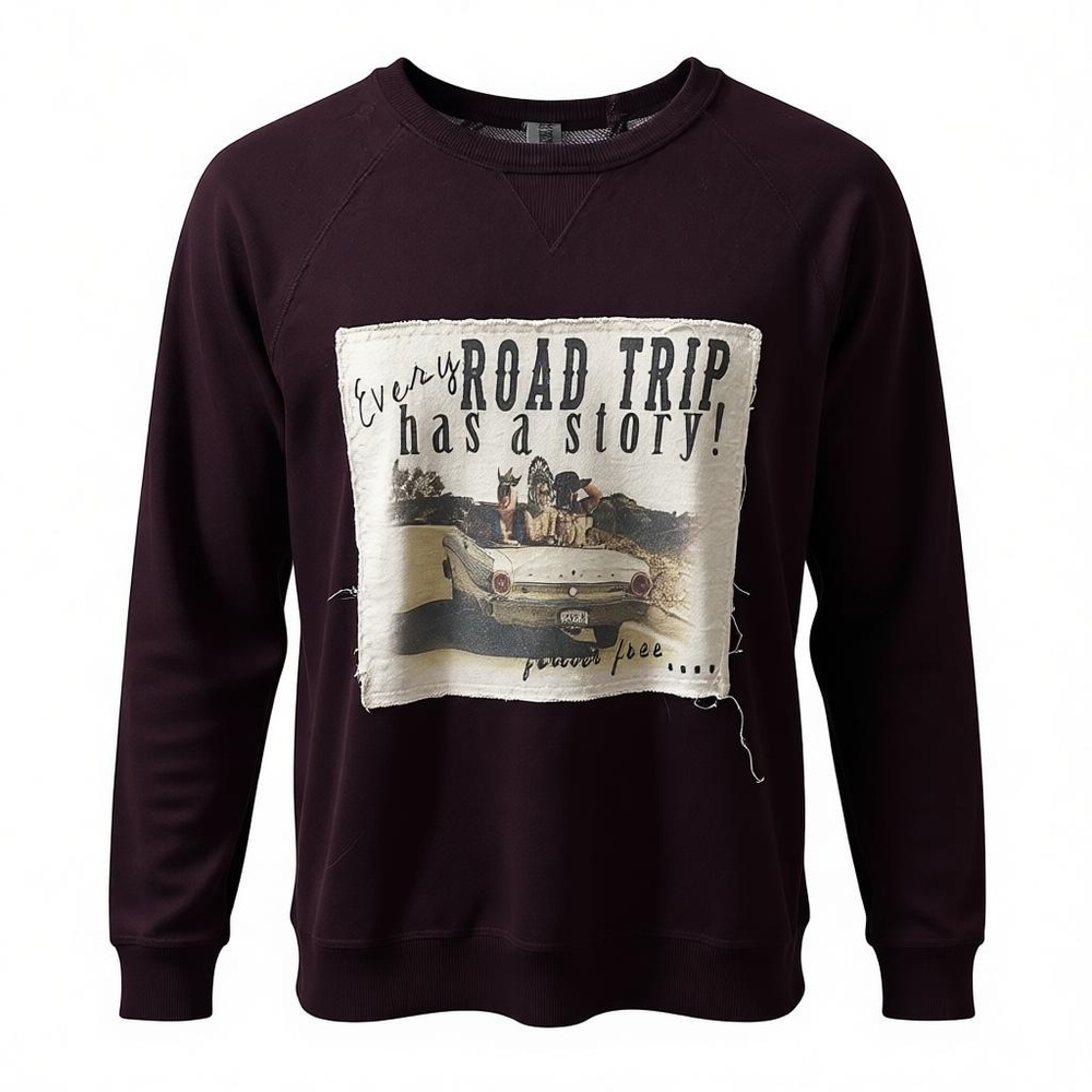 Road Trip Graphic Sweatshirt - maroon